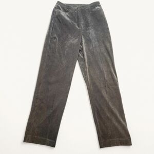 Vintage Velveteen Pleated Wide Leg Trousers Olive Green High Rise 4P